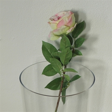 Langstilket kunstig rose lyserød/grøn